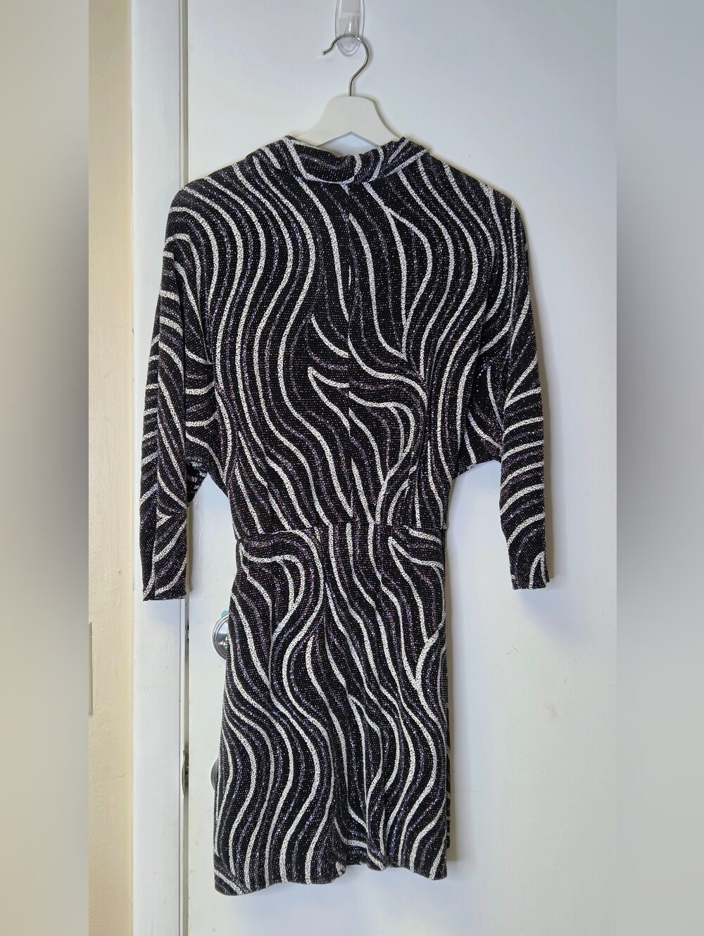 ZARA Metallic Wave Glitter Wrap Mini Dress Size S - Picture 9 of 12